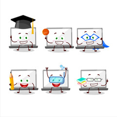 Sticker - School student of laptop cartoon character with various expressions