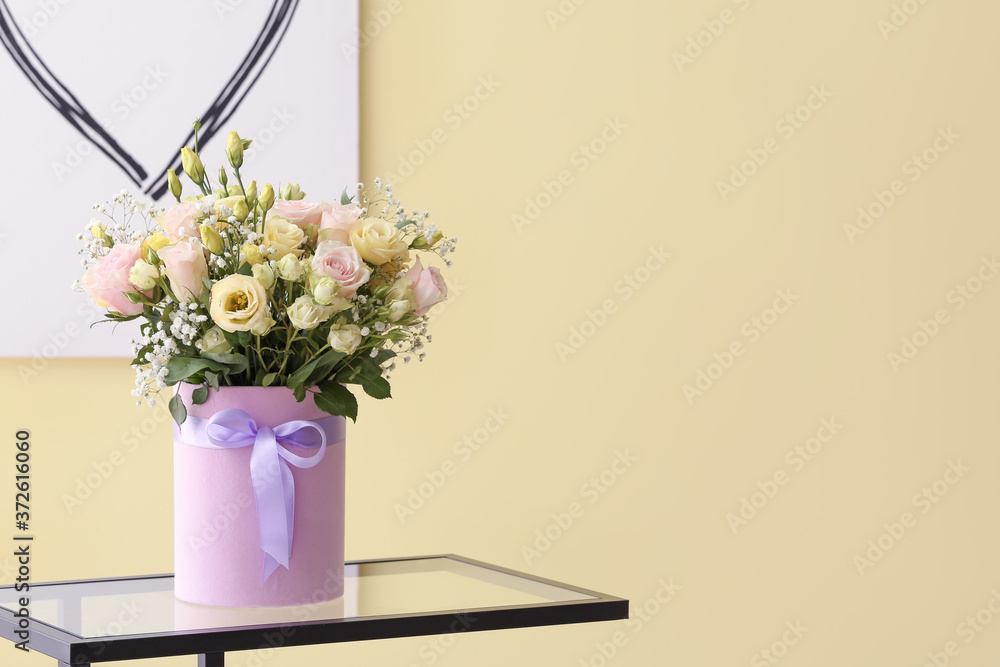 Bouquet of beautiful flowers on table
