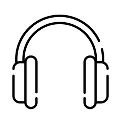 Poster - earphone audio device line style icon