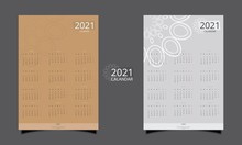 Simple Vector Template Of 2021 New Year Calendar Colorful Printable And Editable Design Of Calendar.