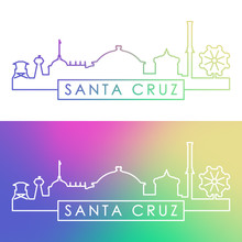 Santa Cruz Skyline. Colorful Linear Style. Editable Vector File.