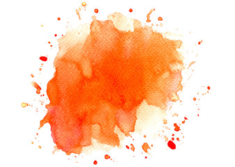 Wall Mural - orange watercolor hand paint of brush on white paper.