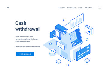 Wall Mural - web banner for modern cash withdrawal system