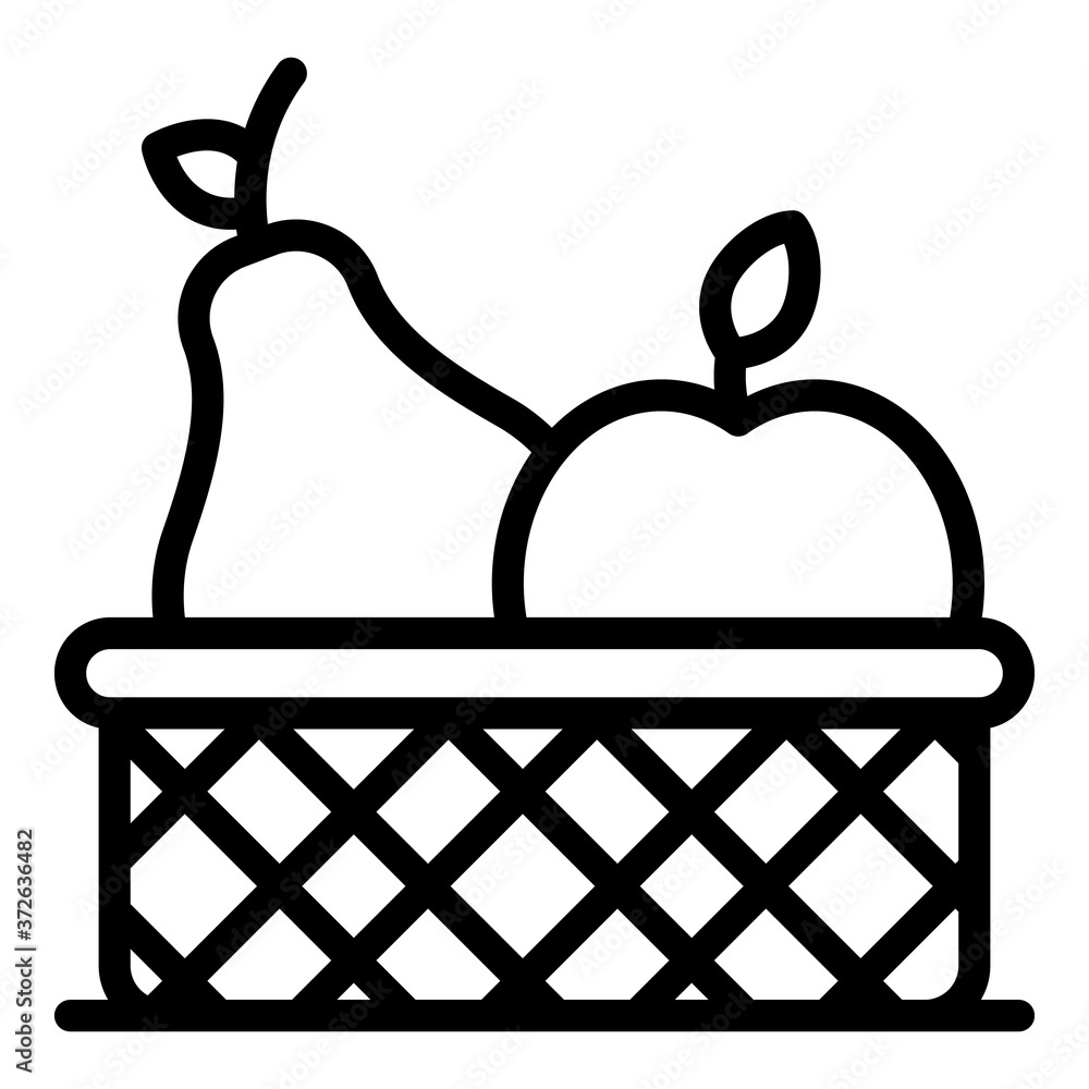 Fruit basket icon. Outline fruit basket vector icon for web design isolated  on white background Stock Vector | Adobe Stock, image size:1000x1000