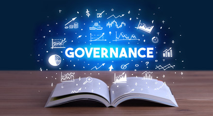 Canvas Print - GOVERNANCE inscription coming out from an open book, business concept