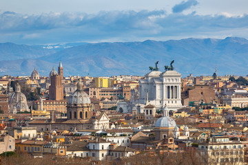 Wall Mural - Aerial view of the Rome city with beautiful architecture, Italy