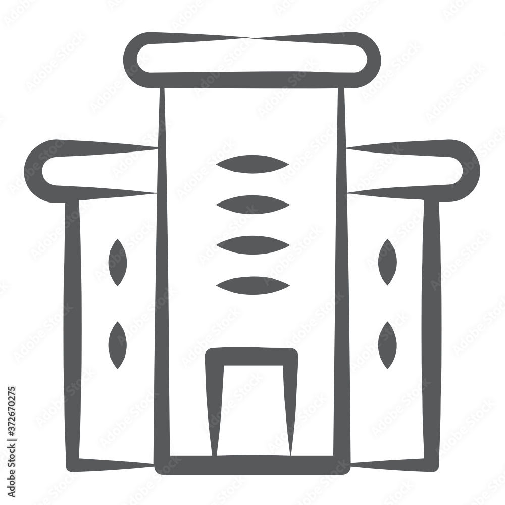 School building icon in doodle style, skyscraper vector Stock Vector ...