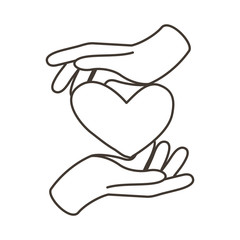 Sticker - afro hands humans lifting heart line style icon