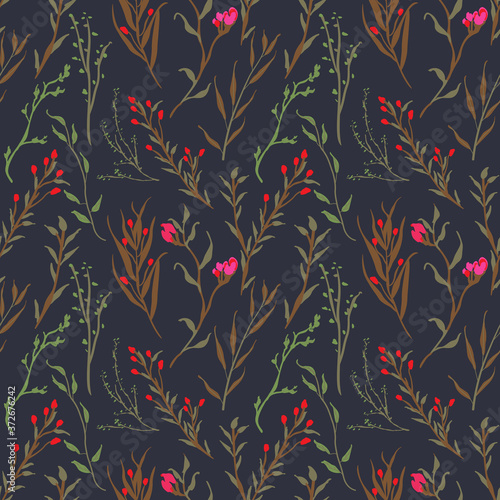Cuadros en Lienzo Vintage and trendy Seamless Pattern flowers and botanical elements