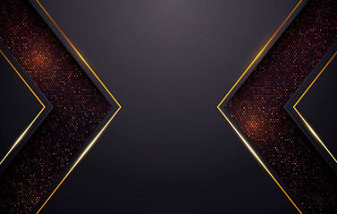 Wall Mural - vector illustration black and gold technology background. dark sparkle texture.