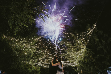 Sticker - wedding couple with fireworks