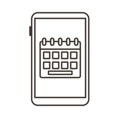 Poster - smartphone device with calendar line style icon