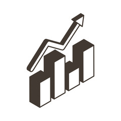 Canvas Print - Bars chart with arrow line style icon vector design