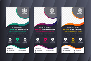 Wall Mural - set of roll up business brochure flyer design vertical template vector, cover presentation abstract 