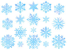 雪の結晶の手描き風アイコンセット（グラデーション）