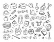 School vector icons. Hand drawn back to school collection. School supplies, science symbols, study theme doodles