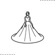 Bride, wedding dress vector icon in outlines