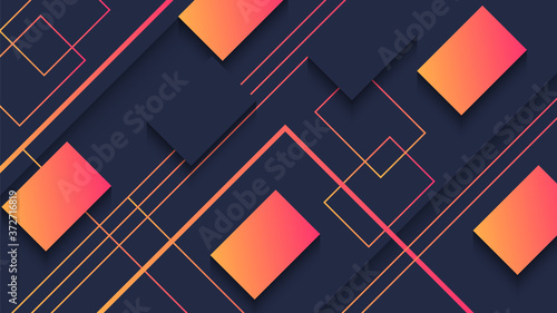 Cuadros en Lienzo Gradient orange rectangles geometric shapes on dark background