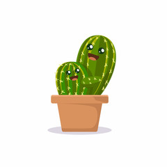 Canvas Print - Cute cactus succulent plant mascot design illustration 