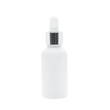 White glass dropper serum bottle on white background