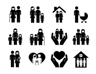 Wall Mural - bundle of twelve family parents set icons