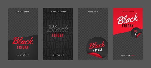 Wall Mural - Black friday sale for social media. Screen backdrop for instagram stories and post, mobile app, banners, cards. Stories template.
