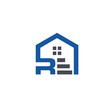 initials R and E logo for the real estate industry agency design simple modern