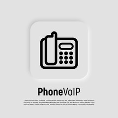 Wall Mural - phone voip thin line icon. voice phone technology. vector illustration.