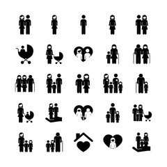 Poster - bundle of twenty five family parents set collection icons