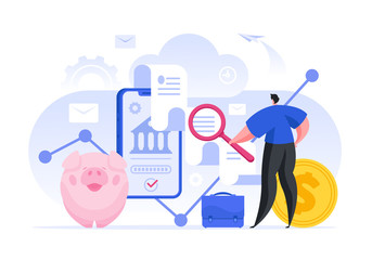 Wall Mural - man examining online receipt in bank app