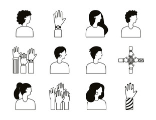 Poster - bundle of diversity people set icons