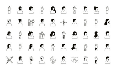 Wall Mural - bundle of diversity people set icons