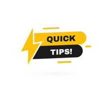 Quick Tips Badge With Lightning Bolt. Banner Template Design For Business, Marketing And Advertising. Modern Vector Illustration