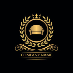 furniture logo template luxury royal vector company decorative emblem with crown