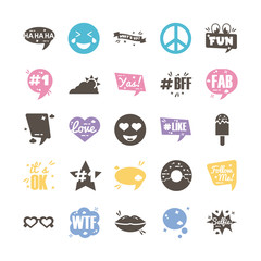 Wall Mural - bundle of twenty five slang set collection icons