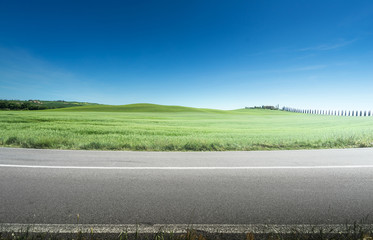 Poster - asphalt road in Tuscany Italy