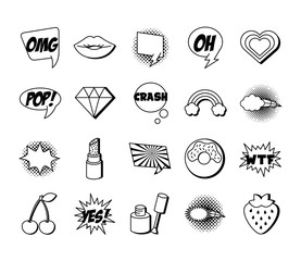 Poster - bundle of twenty pop art set icons