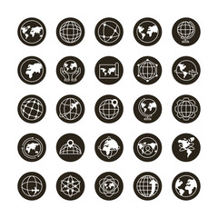 Wall Mural - bundle of twenty five world planet set collection icons
