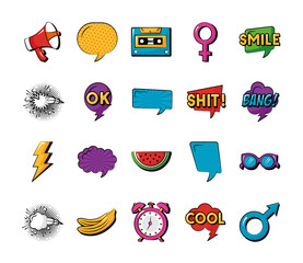 Poster - bundle of twenty pop art set collection icons