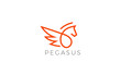 Pegasus logo form with simple line in red color