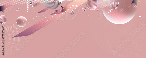 Fotomural Abstract delicate brown beige futurist background with volumetric elements banne