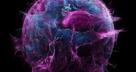 Wall Mural - abstract explosion of colors, particle flowing in a sphere. energy moving through space and time. ma