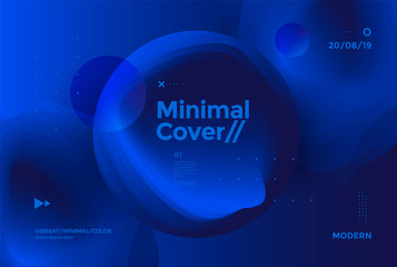 Deep Blue abstract minimal cover design with fluid shapes. Vector modern background for poster, flyer, website.