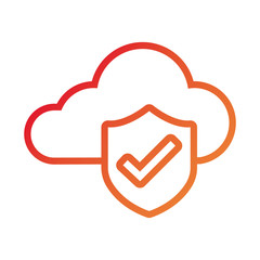 Poster - cloud computing with shield gradient style icon