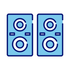 Poster - speakers audio line and fill style icon