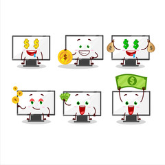 Poster - Monitor cartoon character with cute emoticon bring money