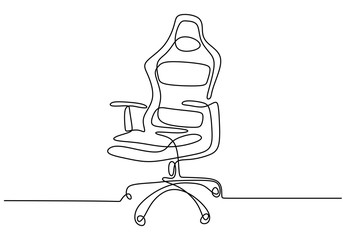 Wall Mural - Continuous one line drawing office chair. Modern work chair isolated on white background. Comfortable office chair for work minimalism design. Stylish office interior concept. Vector illustration