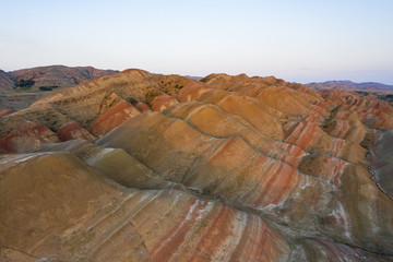 Poster - Sunset drone image of a lesser-known beauty spot and colorful desert in the Kvemo Kartli region