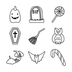 Sticker - bundle of nine halloween set icons