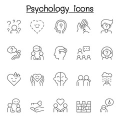 Psychology icon set in thin line style